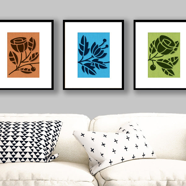 Triptych flower wall art