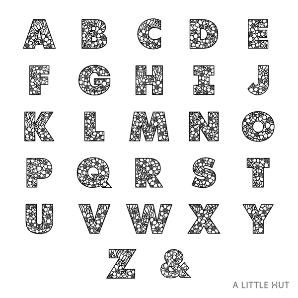 A Little Hut Floral Alphabet SVG files