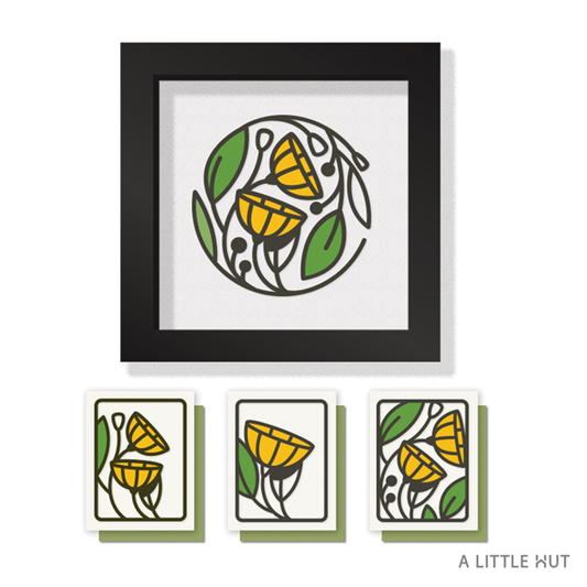 Flower cups artwork and card gift set